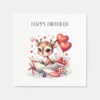 Deer Pilot Birthday Napkin