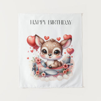 Deer Pilot Birthday Tapestry