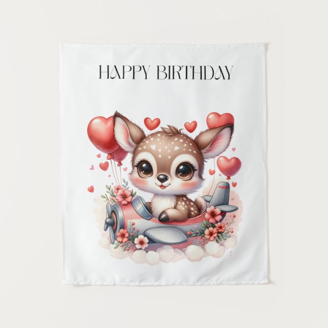 Deer Pilot Birthday Tapestry (Front)