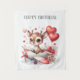 Deer Pilot Birthday Tapestry