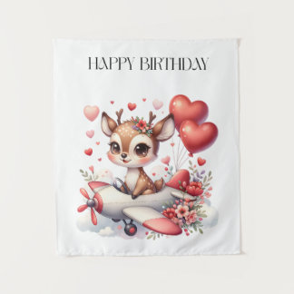 Deer Pilot Birthday Tapestry