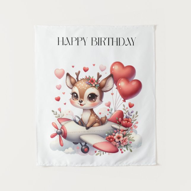 Deer Pilot Birthday Tapestry (Front)