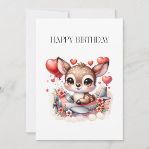 Deer Pilot Birthday Thank You Card