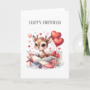 Deer Pilot Birthday Thank You Card
