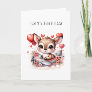 Deer Pilot Birthday Thank You Card
