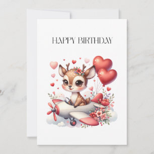 Deer Pilot Birthday Thank You Card