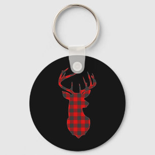 Deer Plaid Red Reindeer Buck Christmas Xmas  Key Ring