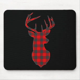 Deer Plaid Red Reindeer Buck Christmas Xmas Mouse Mat
