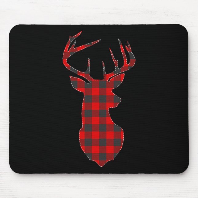 Deer Plaid Red Reindeer Buck Christmas Xmas  Mouse Mat (Front)