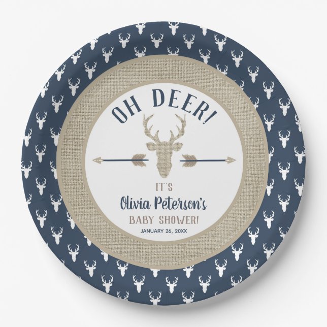 Deer Plate, Oh Deer, Woodland Deer Plate (Front)
