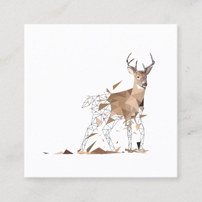 Deer Polygon Art  Square Business Card (Front)