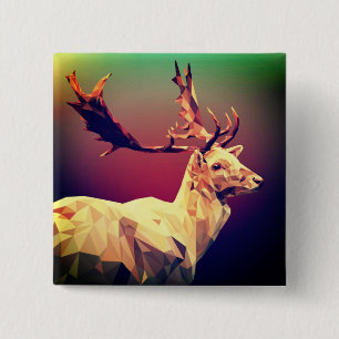 Deer Polygon Design 15 Cm Square Badge