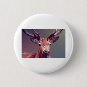 Deer Polygons Art Design Graphic Animal Stag 6 Cm Round Badge