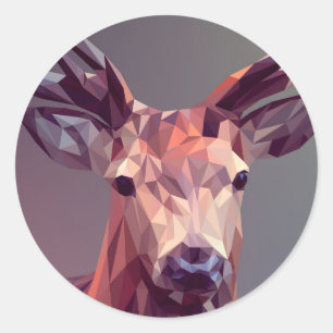 Deer Polygons Art Design Graphic Animal Stag Classic Round Sticker