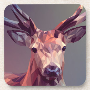 Deer Polygons Art Design Graphic Animal Stag Postc Coaster