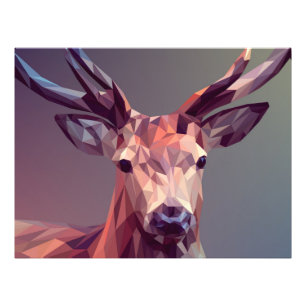 Deer Polygons Art Design Graphic Animal Stag Postc Photo Print