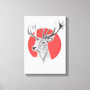 Deer portrait pencil drawing canvas print