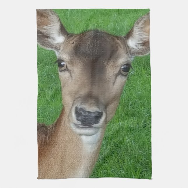 Deer Portrait Photography Wildlife Tea Towel (Vertical)
