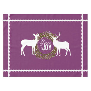 Deer Purple Peace Joy Wreath Tablecloth
