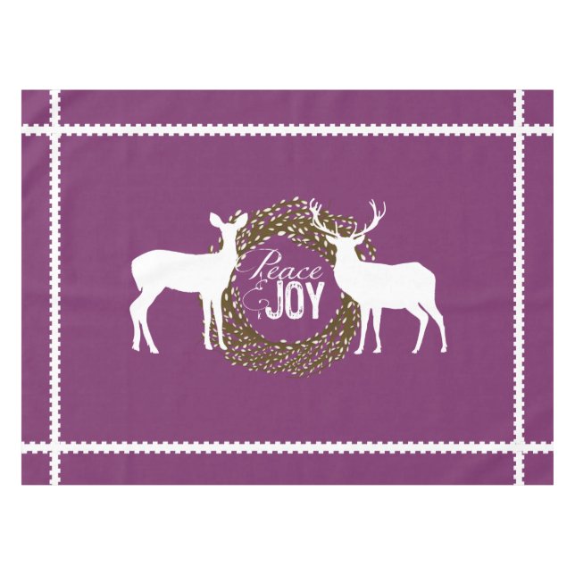 Deer Purple Peace Joy  Wreath Tablecloth (Front (Horizontal))