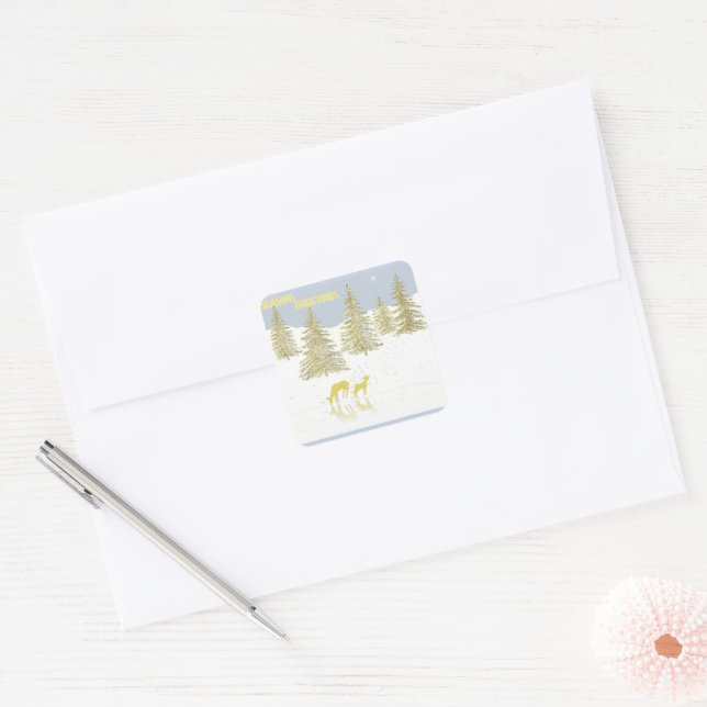 Deer Reflection Square Sticker (Envelope)