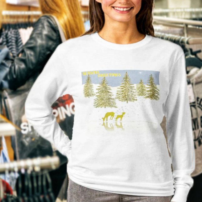 Deer Reflection T-Shirt (Deer never looked so lovely, as displayed on this long-sleeved tee!)