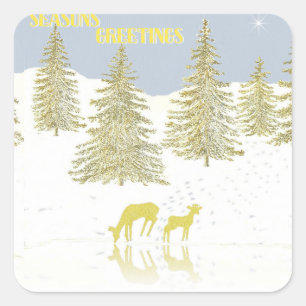 Deer Reflection-Your Custom Square Stickers