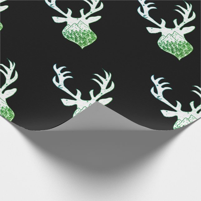 Deer, reindeer, antler, stag xmas wrapping paper (Corner)
