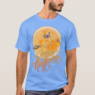 Deer Ride Witch Shot Moon Vintage Deer Halloween T-Shirt