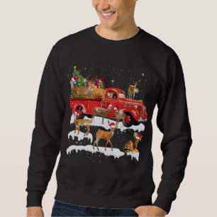 Deer Riding Red Truck Merry Christmas X-mas Ugly G Sweatshirt