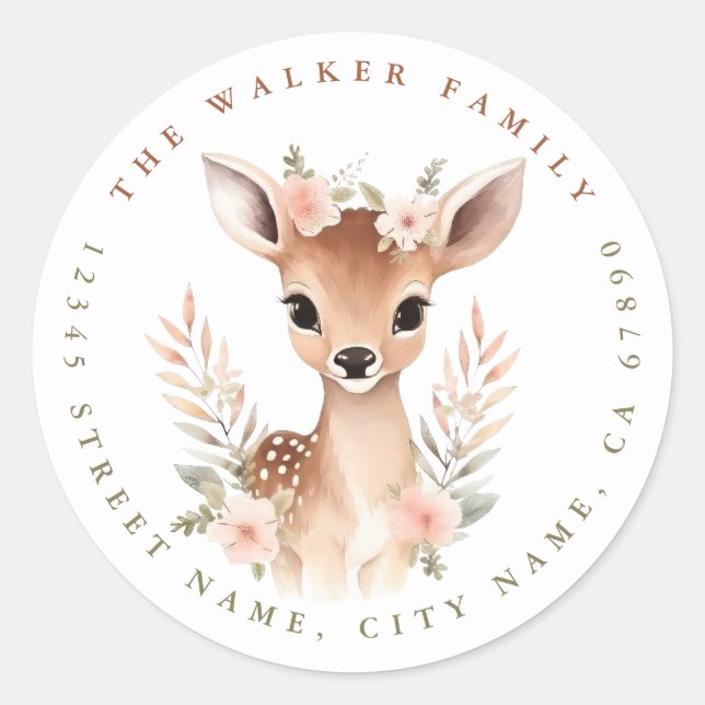 Deer Round Stickers (Front)