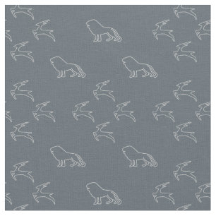Deer Run Away From Lion Fabric
