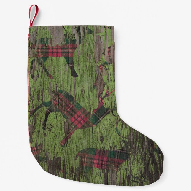 deer Rustic Holiday wood christmas stocking (Front)