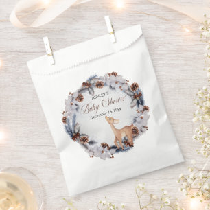 Deer Rustic Winter Floral Baby Shower Favour Bags