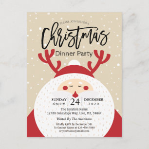 Deer Santa Claus Merry Christmas & Happy New Year Holiday Postcard