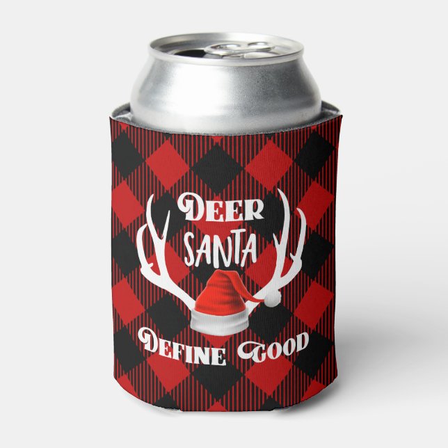 Deer Santa Define Good Christmas Hunting Antlers Can Cooler (Can Front)