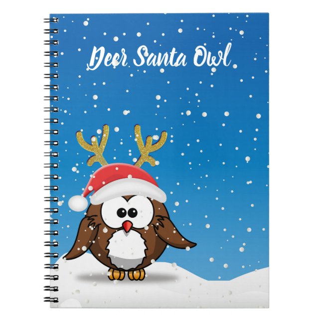 Deer Santa Owl Notebook (Front)