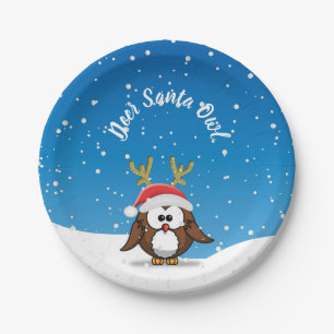 Deer Santa Owl Paper Plate