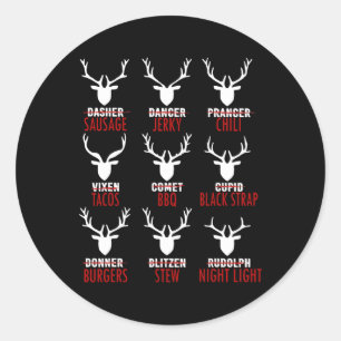 Deer Sausage Jerky Chilli Tacos Bbq  Classic Round Sticker