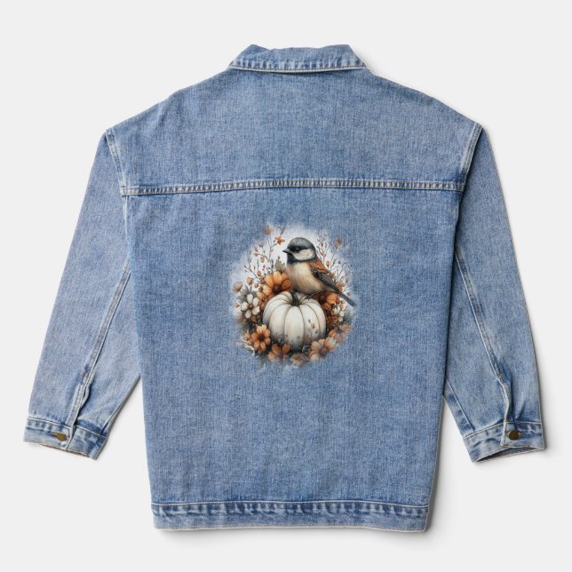 Deer Shirt Country Pumpkin Denim Jacket (Back)