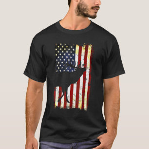 Deer Silhouette American Flag 4th Of July T-Shirt
