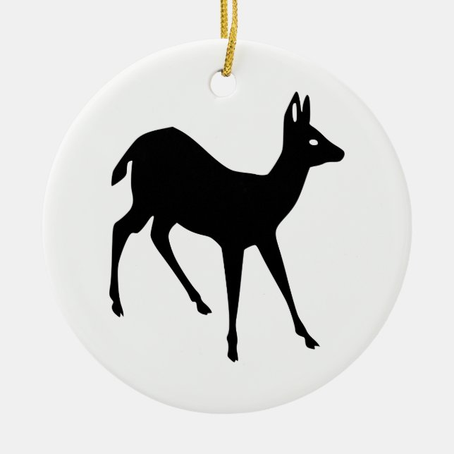 Deer Silhouette Ceramic Tree Decoration (Front)