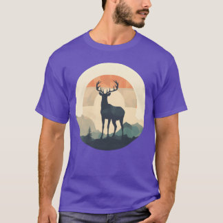 Deer Silhouette Emerald Forest Camping Sport famil T-Shirt