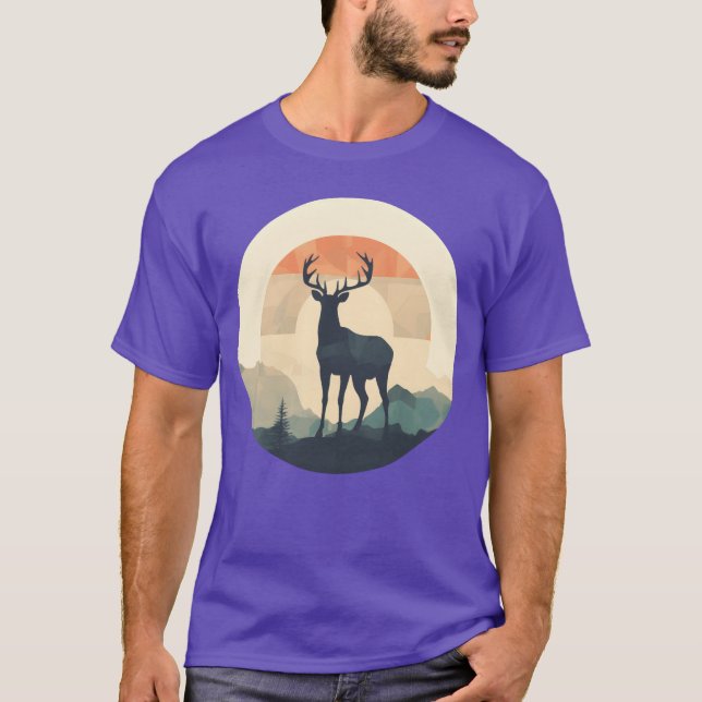 Deer Silhouette Emerald Forest Camping Sport famil T-Shirt (Front)