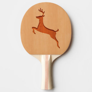 Deer silhouette engraved on wood design ping pong paddle
