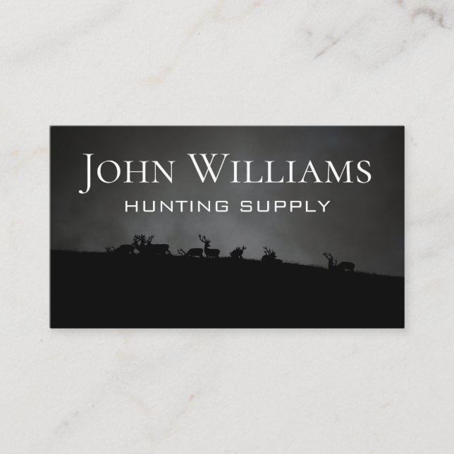Deer Silhouette Hillside Night Business Card (Front)