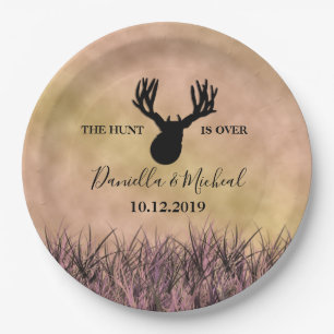 Deer Silhouette Hunting Wedding Paper Plate