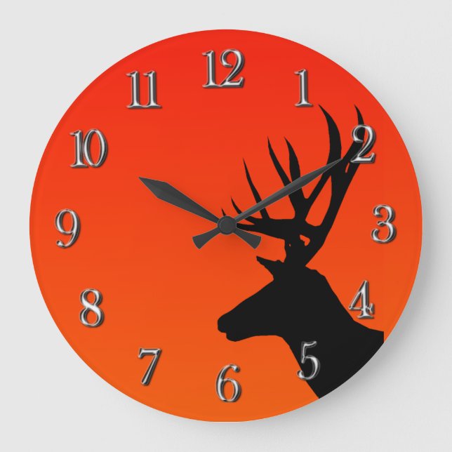 Deer Silhouette in the Sunset Large Clock (Front)