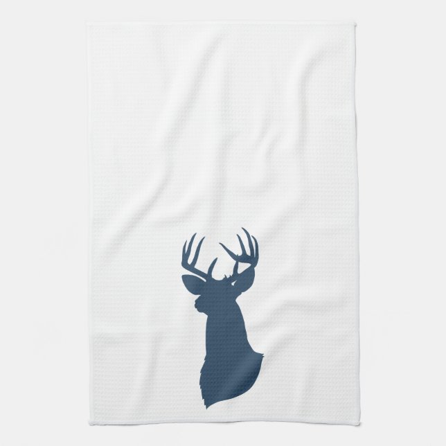 Deer Silhouette Kitchen Towel | {Navy} (Vertical)