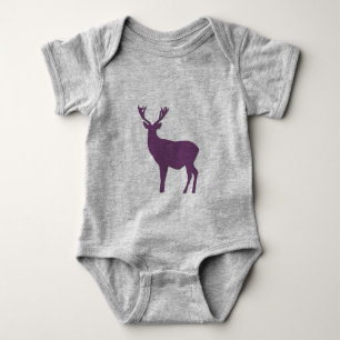 Deer silhouette Purple stag Simple elegant Baby Bodysuit